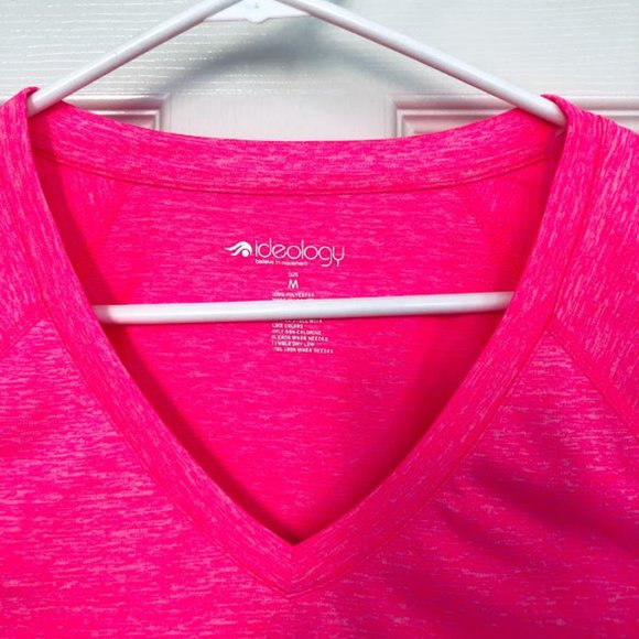 IDEOLOGY hot pink Heathered cap Sleeve Shirt NWOT - Picture 2 of 9